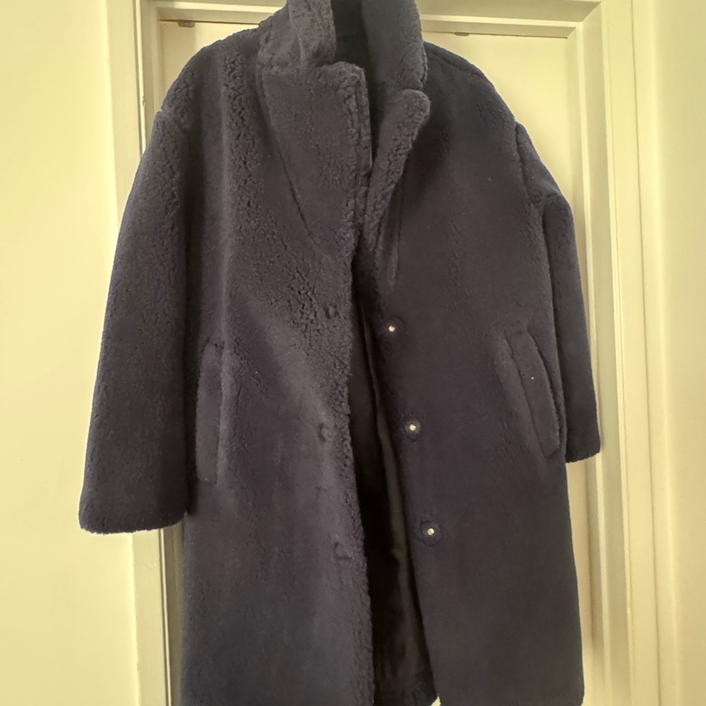 Winter is coming! Cozy Navy Blue Sherpa Coat-never worn